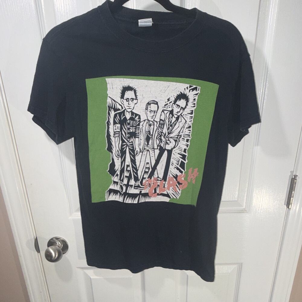 The Clash Vintage Y2K British Punk Rock Band Tee T-Shirt Black, Size Small